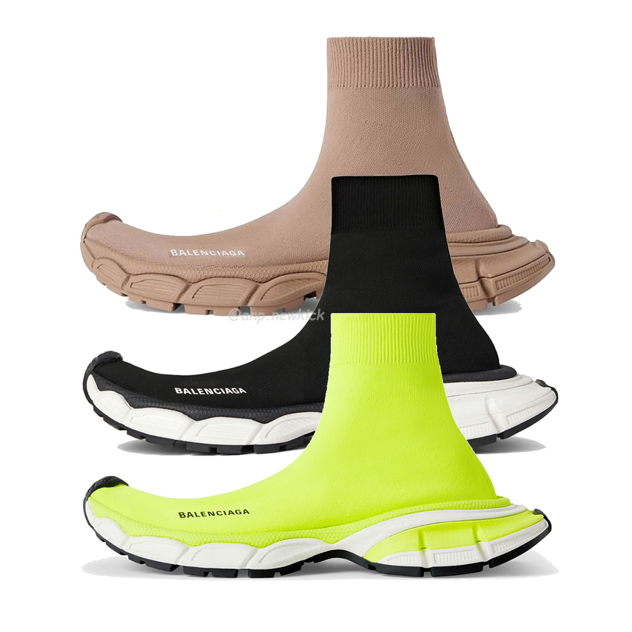 Balenciaga 3xl Sock Recycled Knit Sneakers Black White Fluo Yellow Beige (1) - newkick.org